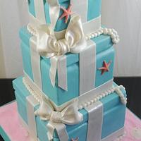 Tiffany Box Cake With Island Shells