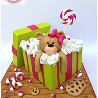 Teddy gift box cake Teddy gift box cake