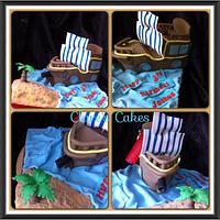 Pirate ship cake with cake island