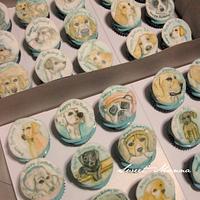 Chocolate Cupcakes with Hand Painted Dog Toppers
