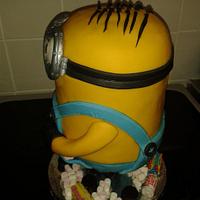 Minion chocolate cake stood up from dispicable me