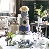 Shabby Chic blue wedding Cake