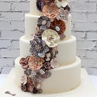 Vintage Flower Wedding Cake