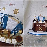 Music drip cake with akordeon