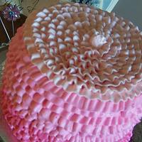 Pink ombre ruffle cake.