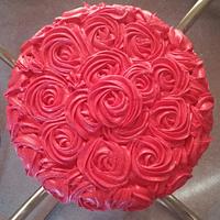 Red buttercream rossettes cake, 101st birthday