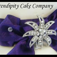 Purple and Ivory Diamante Wedding Cake