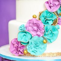 Teal & Purple Wedding Cake