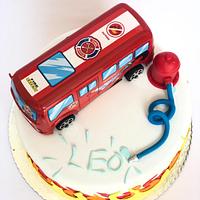 Leo's firetruck birthday cake