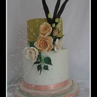 Peach wedding cake