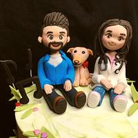 Couple and doggy cake toppers