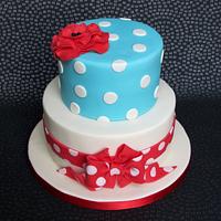 Red and Turquoise Spotty Cake