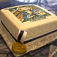 Gum Paste Stained Glass: First Communion Cake