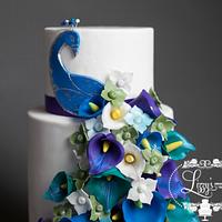 Peacock Themed Wedding cake