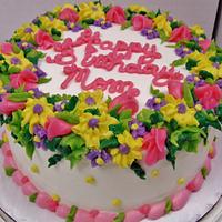 mixed buttercream floral birthday cake