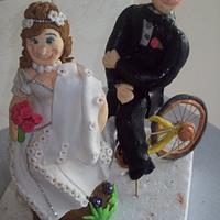 bride and groom bicycle topper