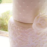 Wedding Cake With Freehand Piped detailing