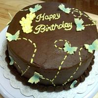 Butterfly chocolate caramel birthday cake