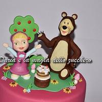 Marsha and the bear cake