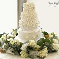 Hydrangea Cascade Wedding Cake