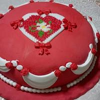 Cross stitch embroidery cake 