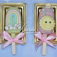 Rainbow, sun and moon cakepopsicles