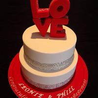 LOVE topper Engagement cake
