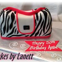 Zebra Striped Purse Cake