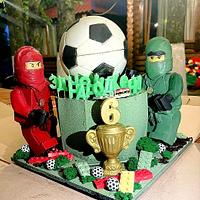 Birthday cake "Lego Ninjago" for kid soccer player 