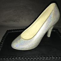 Chocolate silver high heel shoe