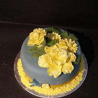 Yellow spring flowers cake for Bride Heather