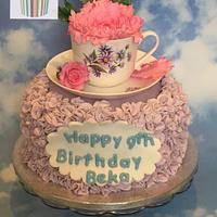Peony Ruffly Birthday Cake