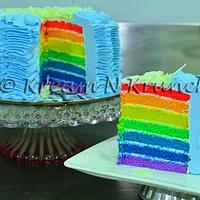 Rainbow cake with Cream Ruffles