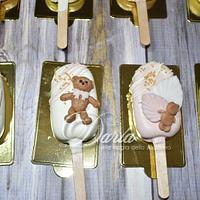 teddy bears baptism cakepops sicles 