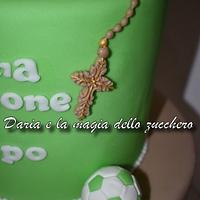 First communion cake themed soccer