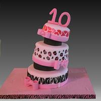 Pink animal print cake