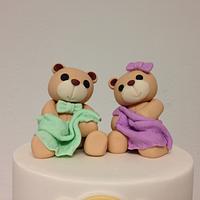 Baby shower bears cake, Pastel de baby shower con ositos