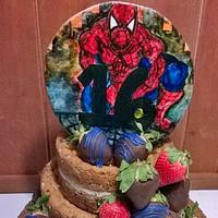 A Spiderman Cookie Cake!