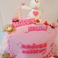 bunny 1st bday cake