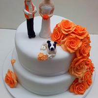 Orange Rose Wedding cake