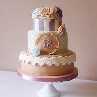 Vintage pastel 18th birthday cake