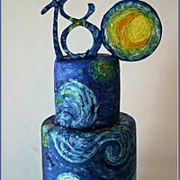 Starry Night Van Gogh Cake