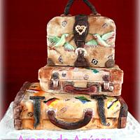 Suitcases travel cake