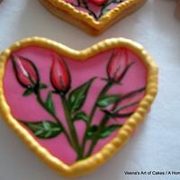 Hand Painted Valentine Heart Cookies