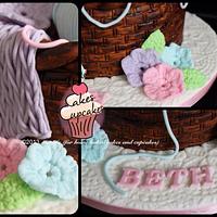 Knitting basket cake