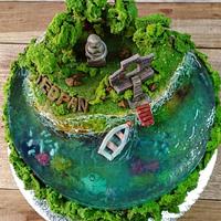 Island in a lake cake