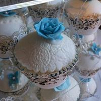 Wedding Cake and Cupcake Tower