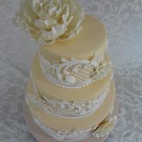 Wedding Cake with Royal Icing Lace