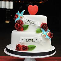 Vintage true love wedding cake