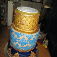 Royal Blue Gold wedding cake